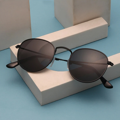 Сонцезахисні окуляри авіатори / крапельки чоловічі, жіночі металева оправа чорні 240722 фото